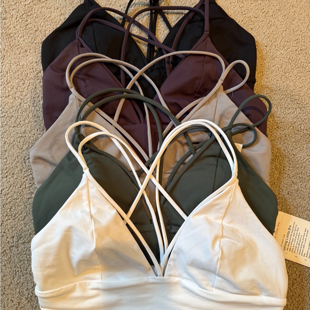 lululemon athletica Strappy Bralette Set in White, Olive, Gray, Plum, Black